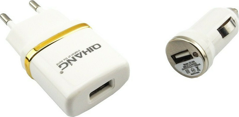 Φορτιστής 2 σε 1 με Θύρα USB-A και Καλώδιο micro USB Λευκός QIHANG QH-1570